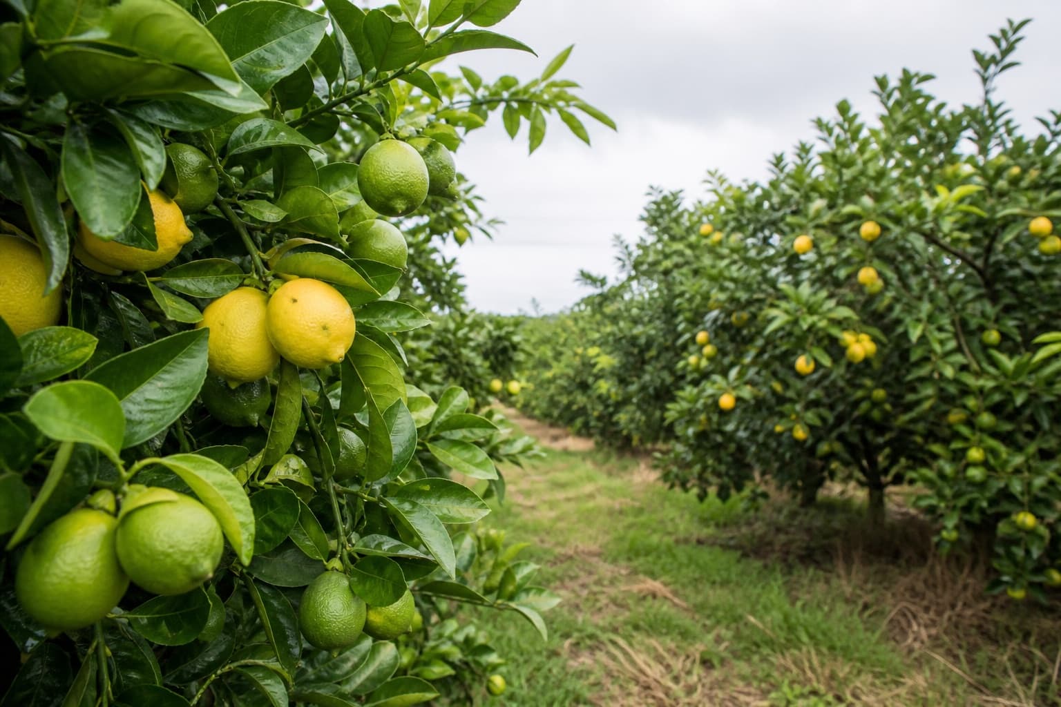 Limes and lemons on the tree