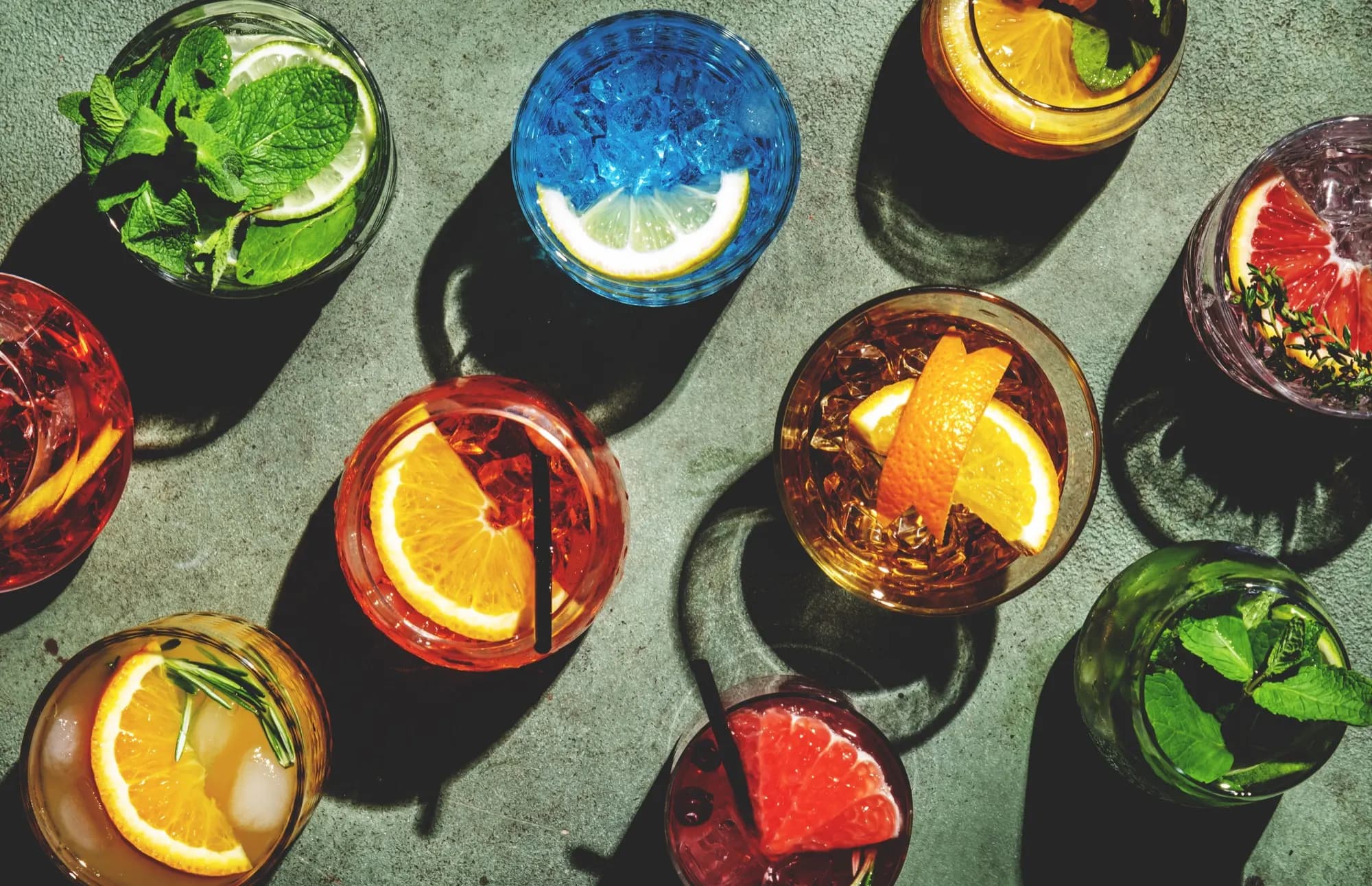 Cocktails photographed from above