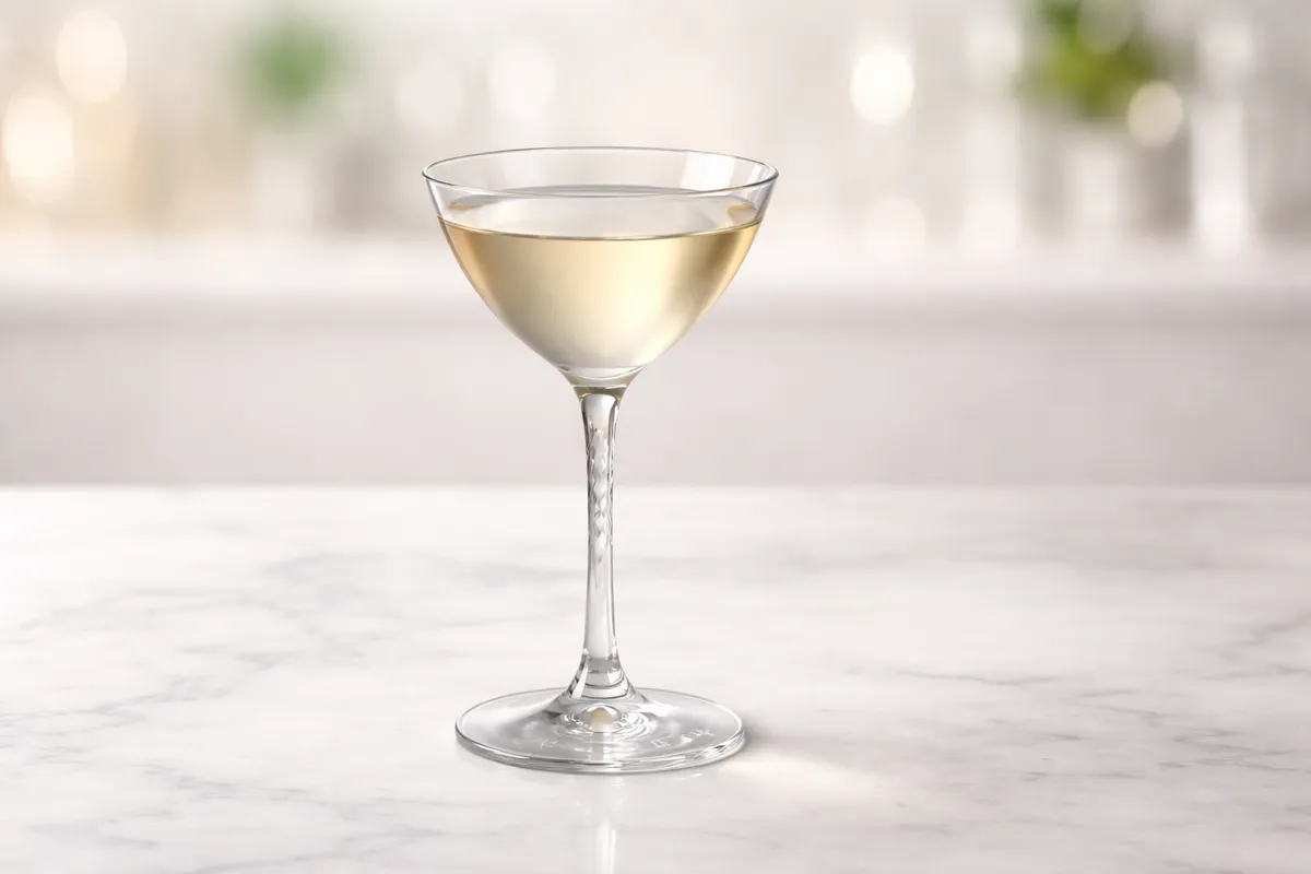 An Angel Face in a Nick & Nora glass with no garnish.