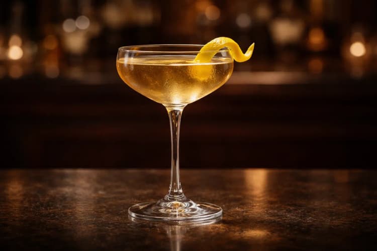 A Gypsy Queen in a chilled coupe with a lemon twist.