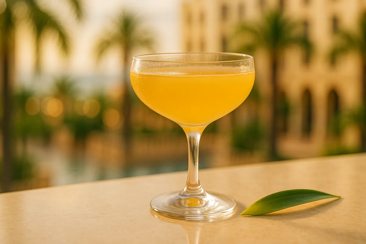 A Hotel Nacional Special in a coupe with a thick foam head and lime wheel.