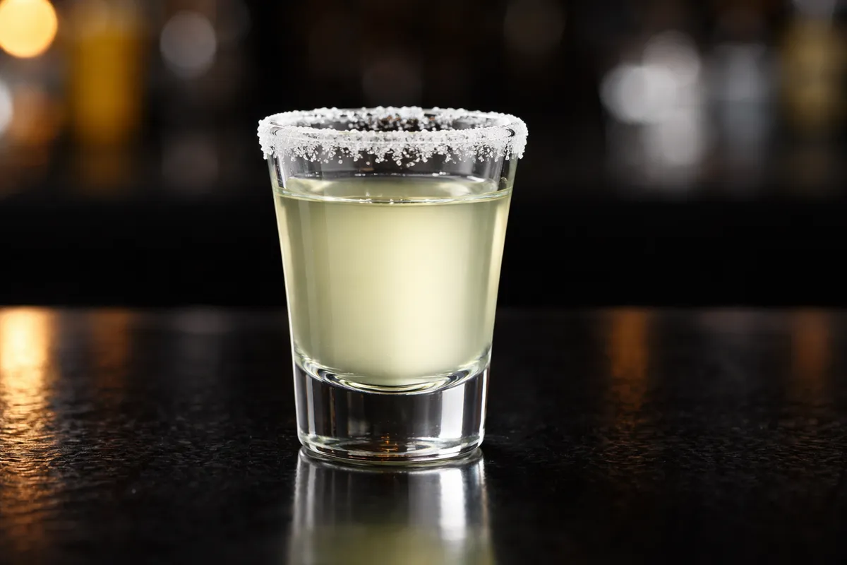 A Lemon Drop Shot with sugared rim.