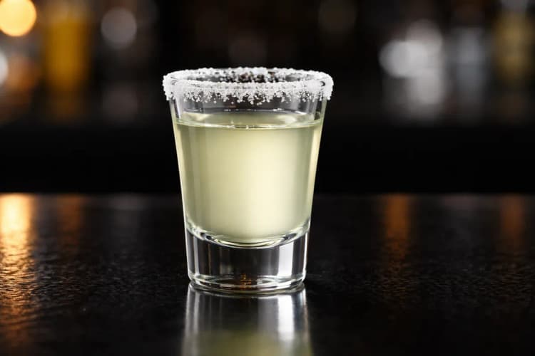 A Lemon Drop Shot with sugared rim.