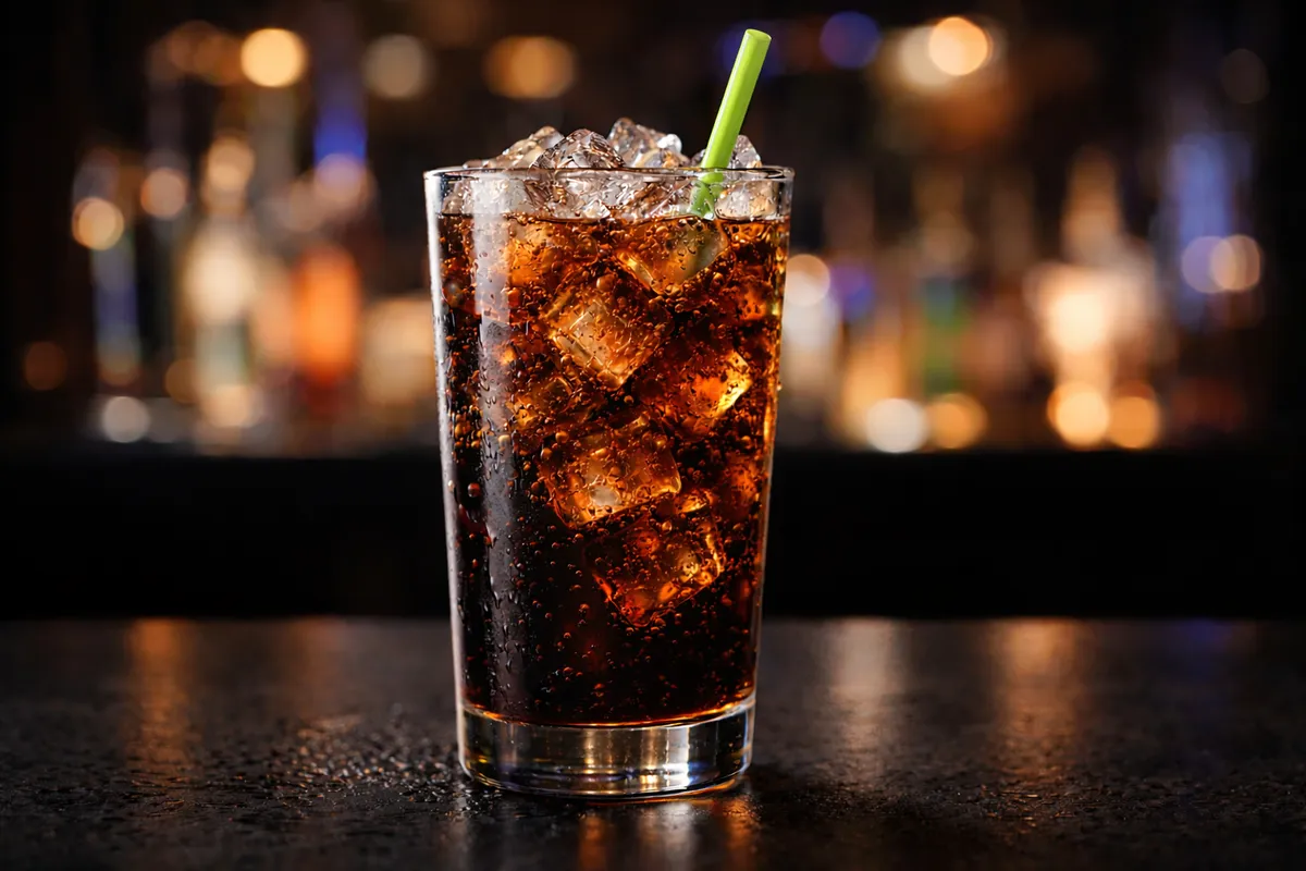 A VDC highball in a tall glass with bubbles and a lime wedge.