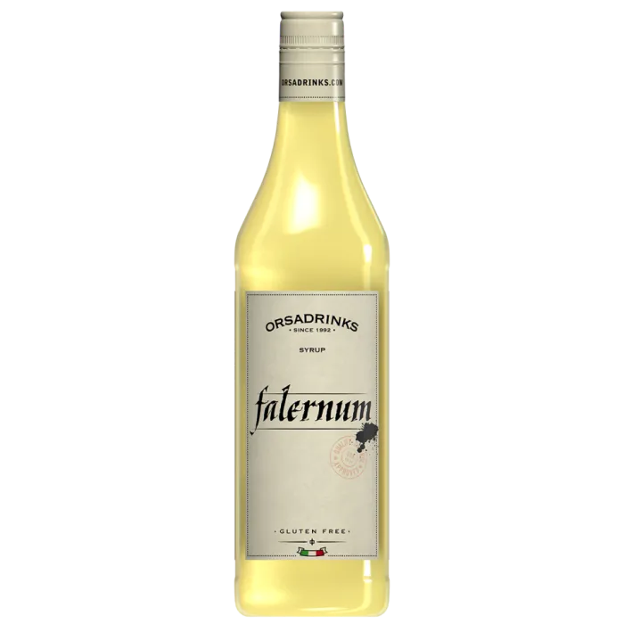 Falernum bottle used in cocktails