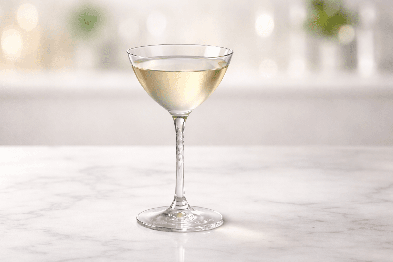 An Angel Face in a Nick & Nora glass with no garnish.