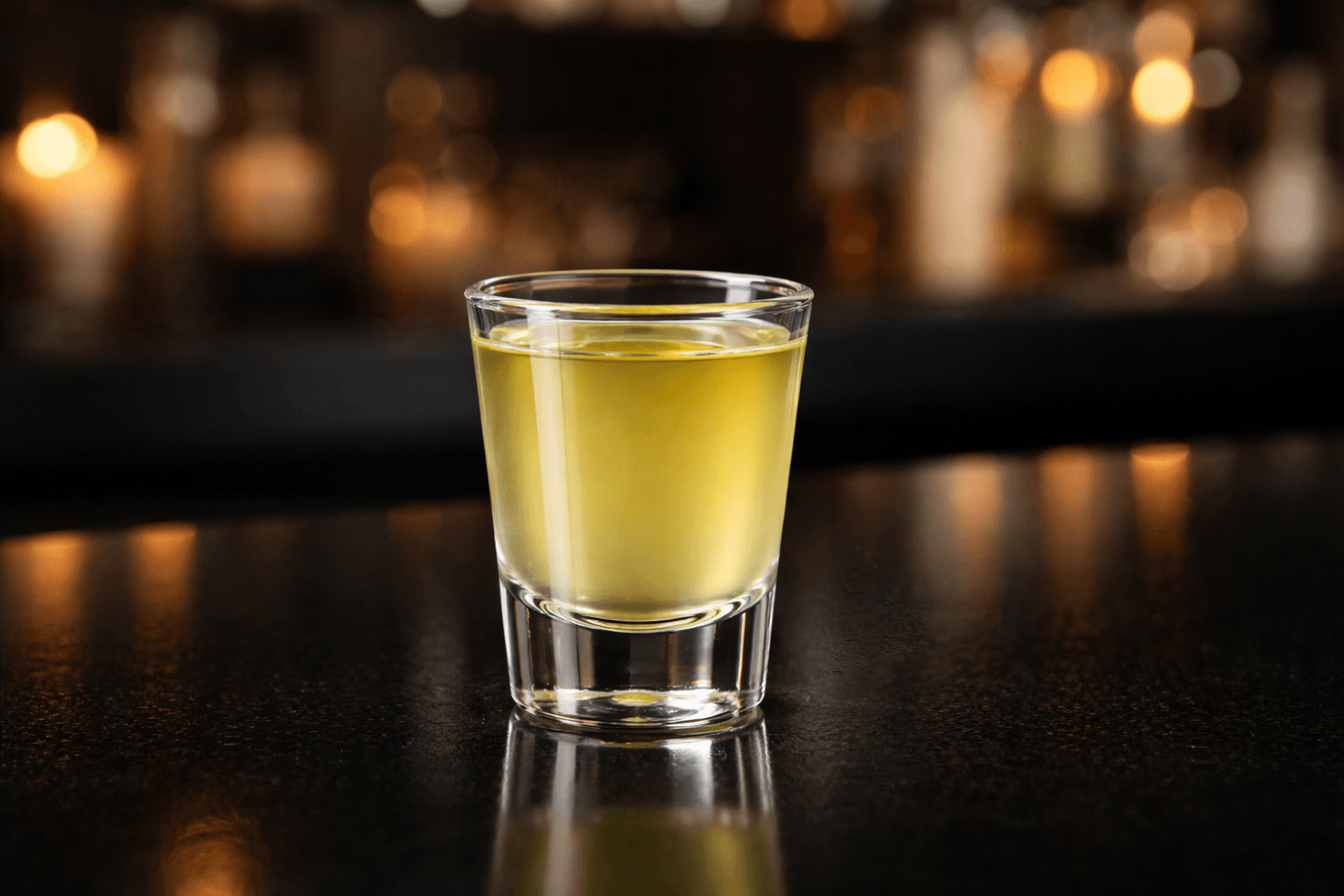 A pale‑yellow Green Tea Shot.