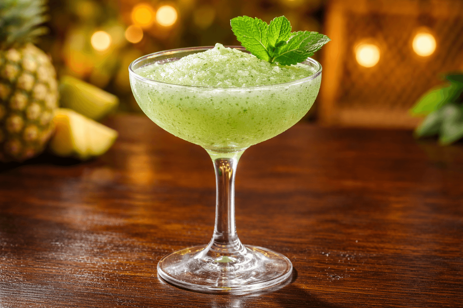 white-rum|peach-brandy|mint|pineapple|blended