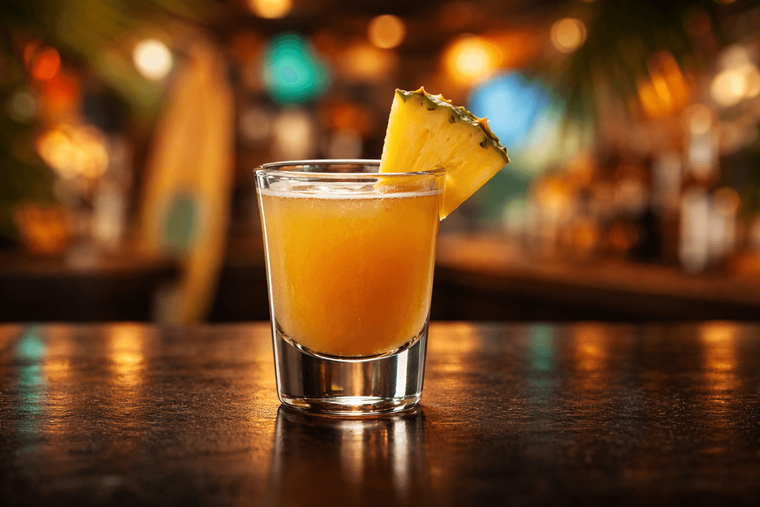 A Surfer on Acid shot in a glass with a dark