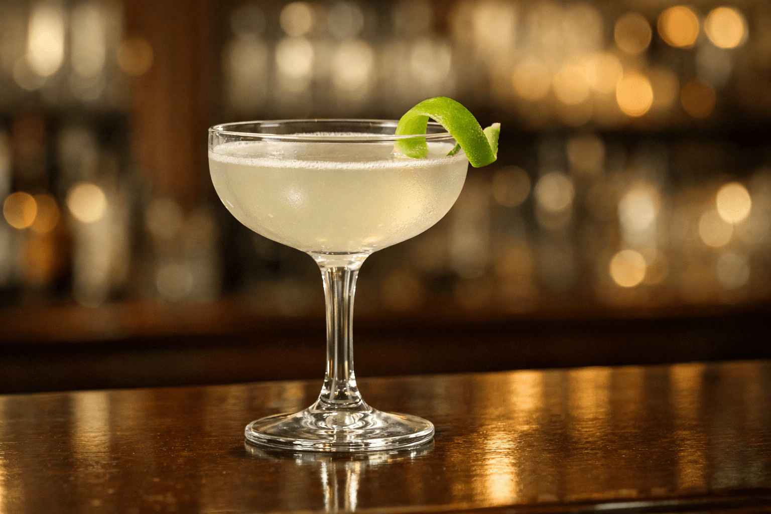 A Tovarich served up in a coupe with a lime twist.