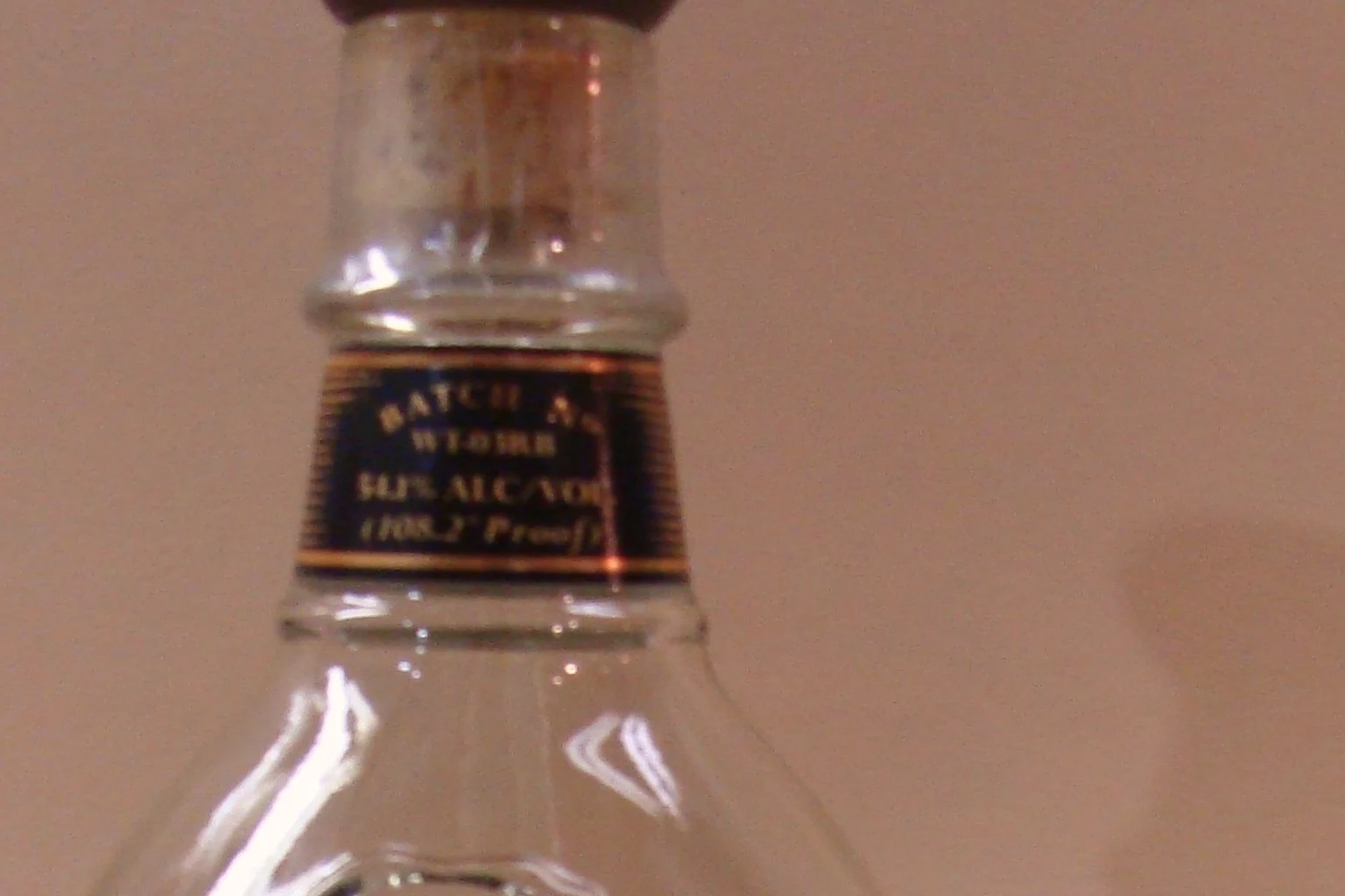 Wild Turkey Rare Breed neck band with batch number and 54.1% alc/vol